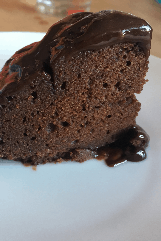 A slice of Instant Pot Chocolate Pudding, find the recipe on the Feisty Tapas blog. This is so good, and so easy... a bit too easy even!