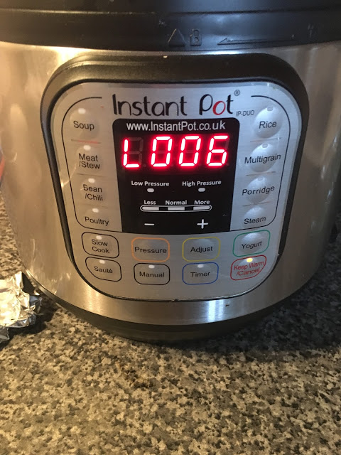 Photo of the control panel of an Instant Pot Duo where it says L006