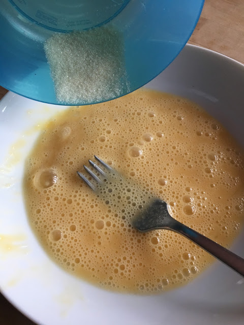 Instant Pot Flan de Huevo / Creme Caramel by Feisty Tapas - step 3 add the sugar