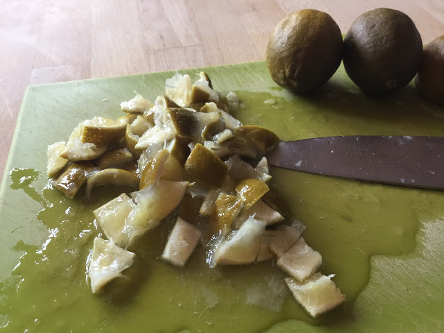 Quick Lime Pickle - Instant Pot, Thermomix, pressure cooker and conventional methods - chopped limes after steaming