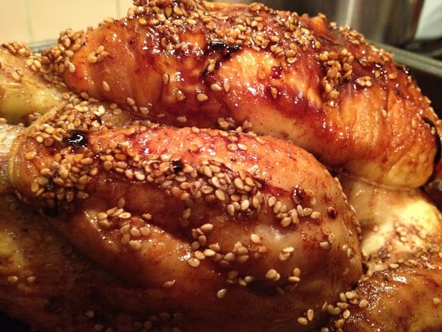 Maple-Glazed Roast Chicken with Sesame Seeds
