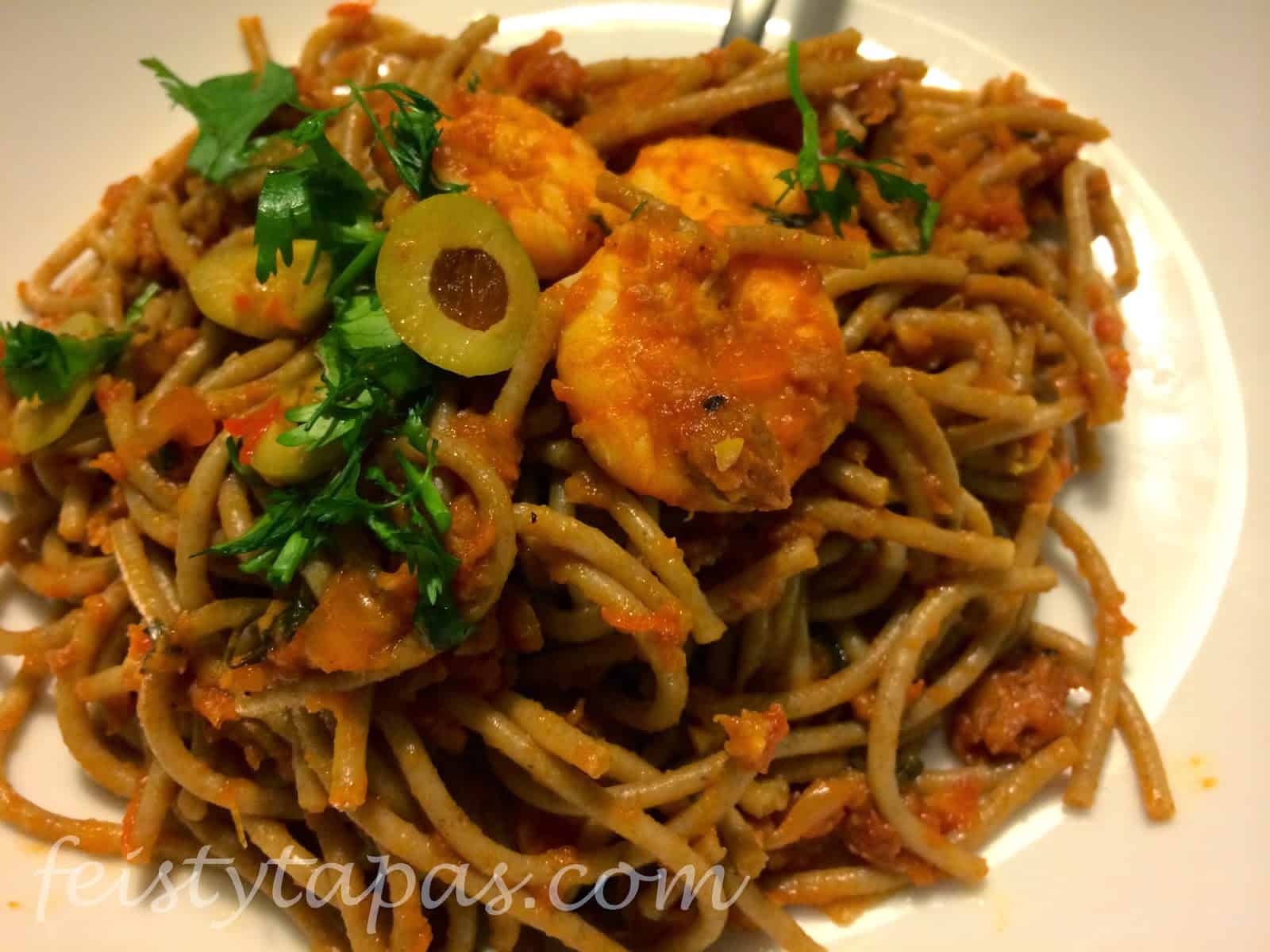 Thermomix Lemony Chorizo and Prawn Pasta / Pasta al limón con chorizo y langostinos