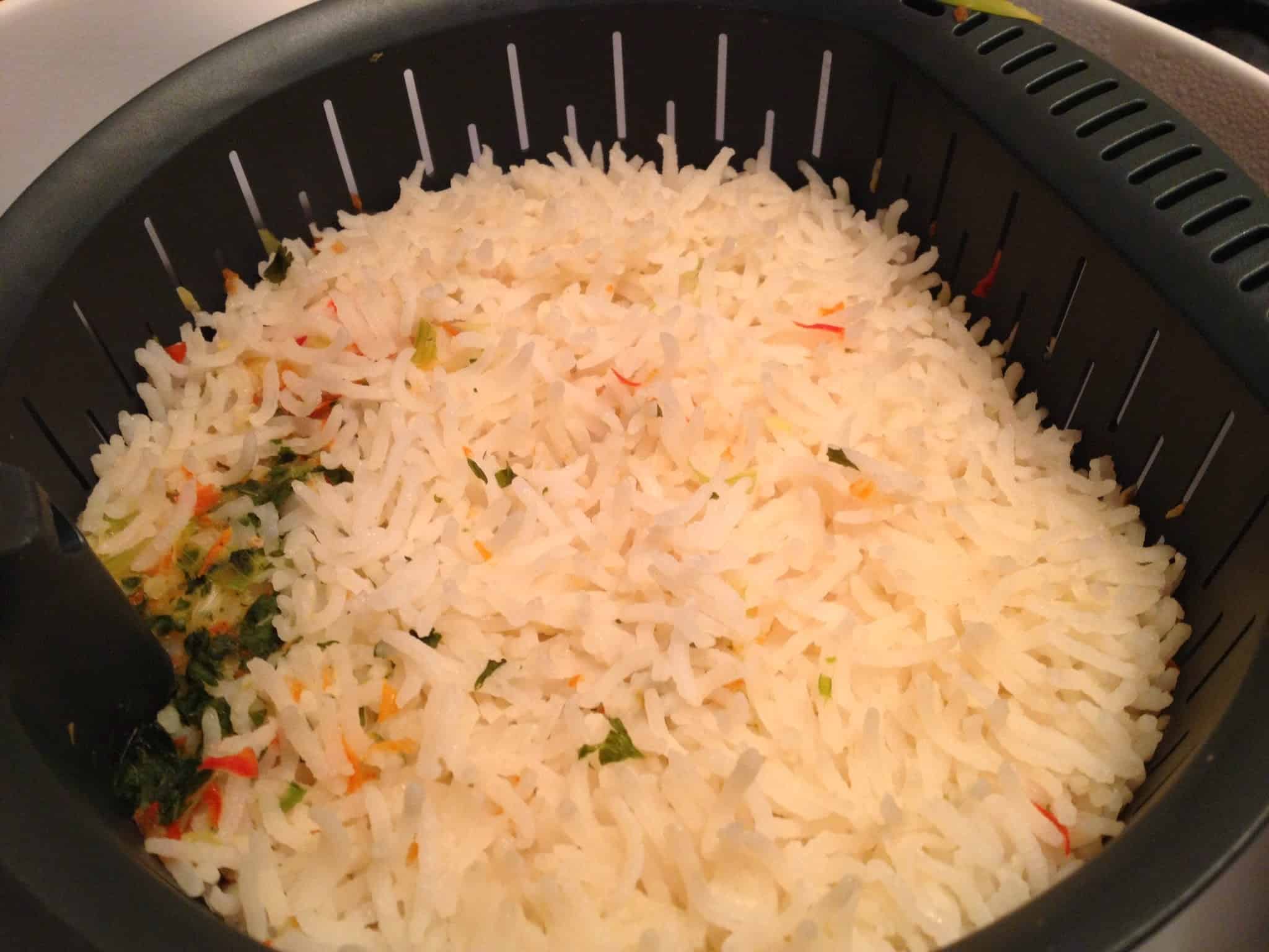 Thermomix Coriander and chilli steamed salmon