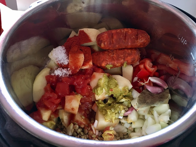 Quick and easy Instant Pot Spanish Lentil Soup (Lentejas) with green lentils, vegetables, paprika Quick and easy Instant Pot Spanish Lentil Soup (Lentejas) with green lentils, vegetables, paprika