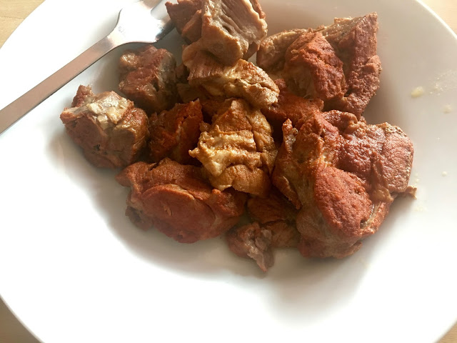 Photo of the pressure cooked pork shoulder ready to shred