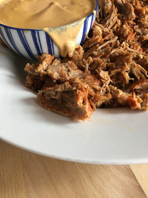 Instant Pot Pulled Pork with Creamy Paprika Sauce by Feisty Tapas - A delicious gluten free and dairy free fork-tender dish Instant Pot Pulled Pork with Creamy Paprika Sauce by Feisty Tapas - A delicious gluten free and dairy free fork-tender dish