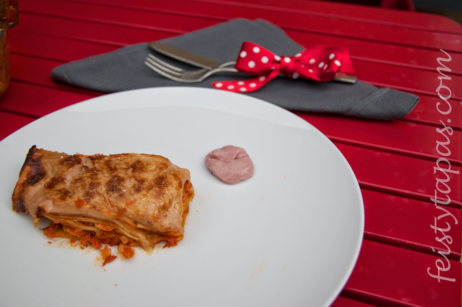 Thermomix Seafood lasagna with beetroot béchamel