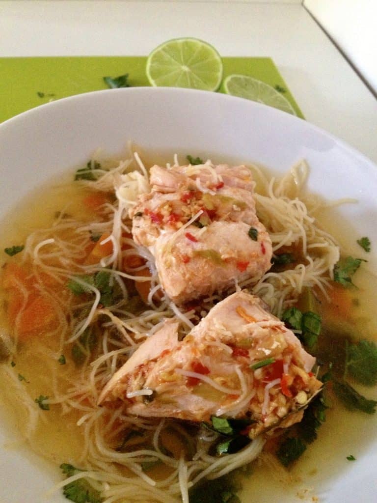 Thermomix Coriander and Chilli Steamed Salmon