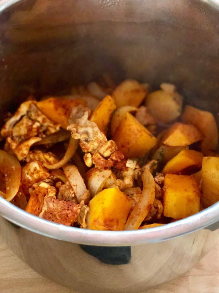 Photo of the Instant Pot Chicken with Paprika and Butternut Squash ready to pressure cook