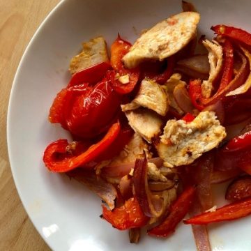 Air Fryer Roasted Vegetables with Leftover Chicken