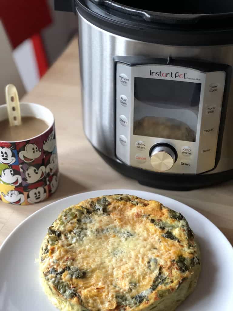 Instant Pot Chard and Sweet Potato Frittata with the Instant Pot Duo Evo Plus in the background