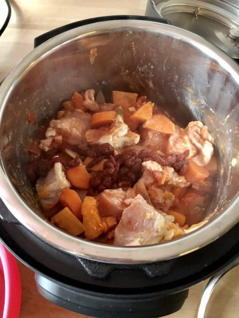 Photo of Instant Pot Turkey Stew recipe by Feisty Tapas - just before closing the lid to pressure cook