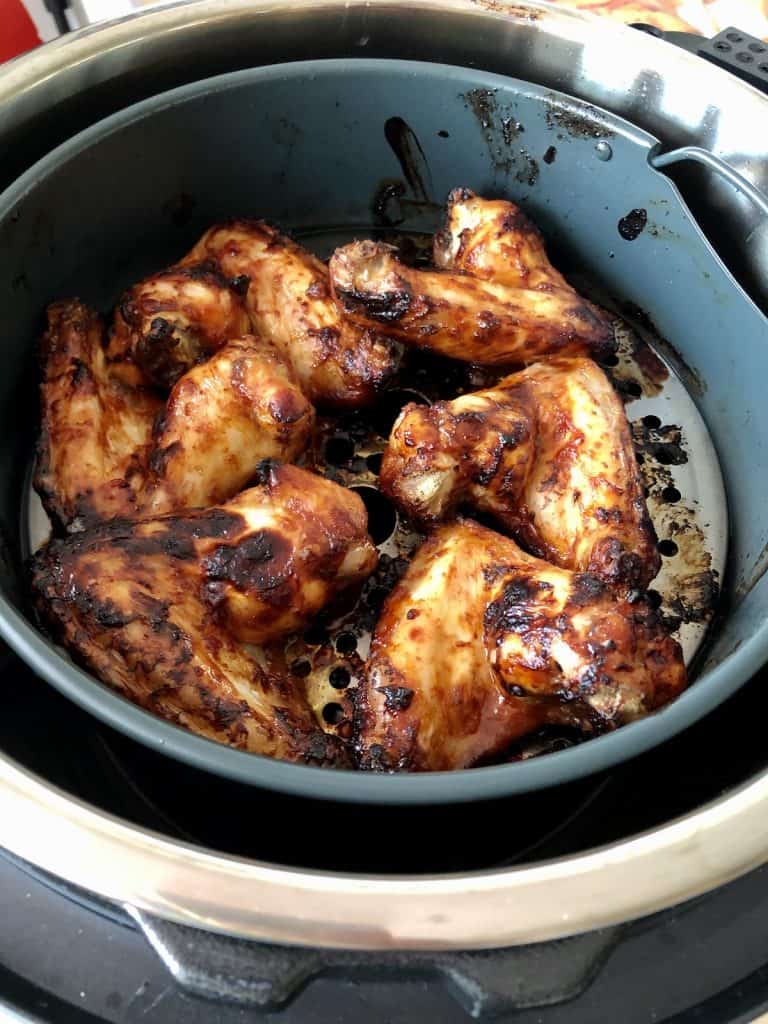 Instant Pot Chicken wings in Duo Crisp air fryer basket - recipe