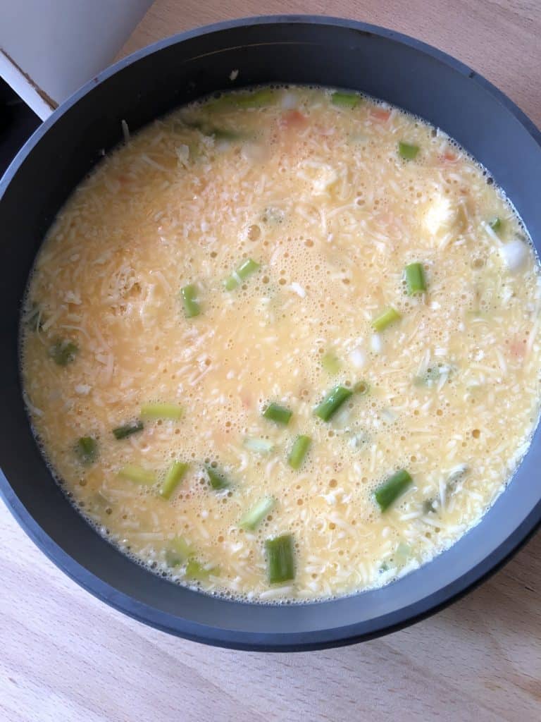 Photo of the quiche mix ready to pressure cook