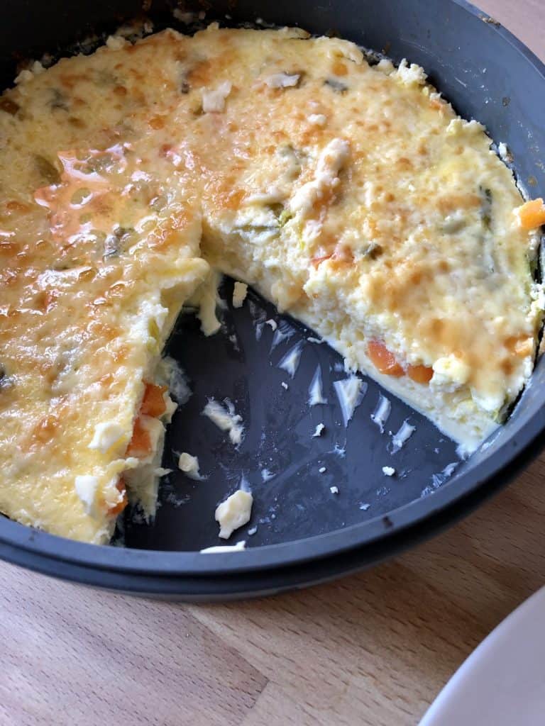 Feisty Tapas Duo Crisp Crustless Quiche in silicone cake pan