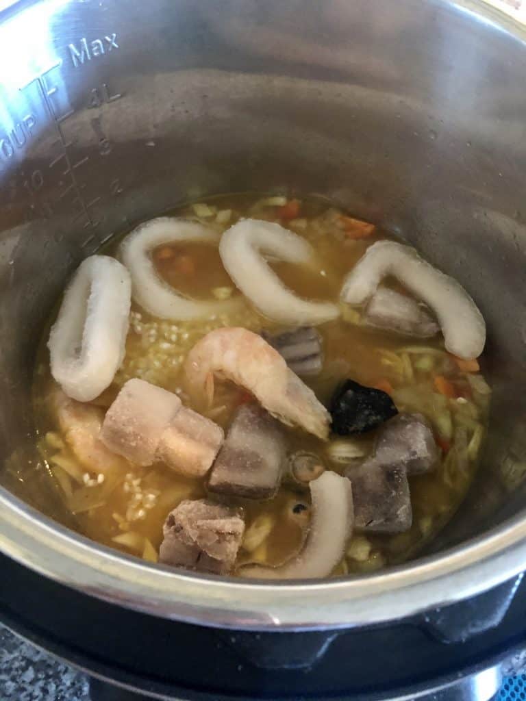 Instant Pot Seafood Risotto before cooking