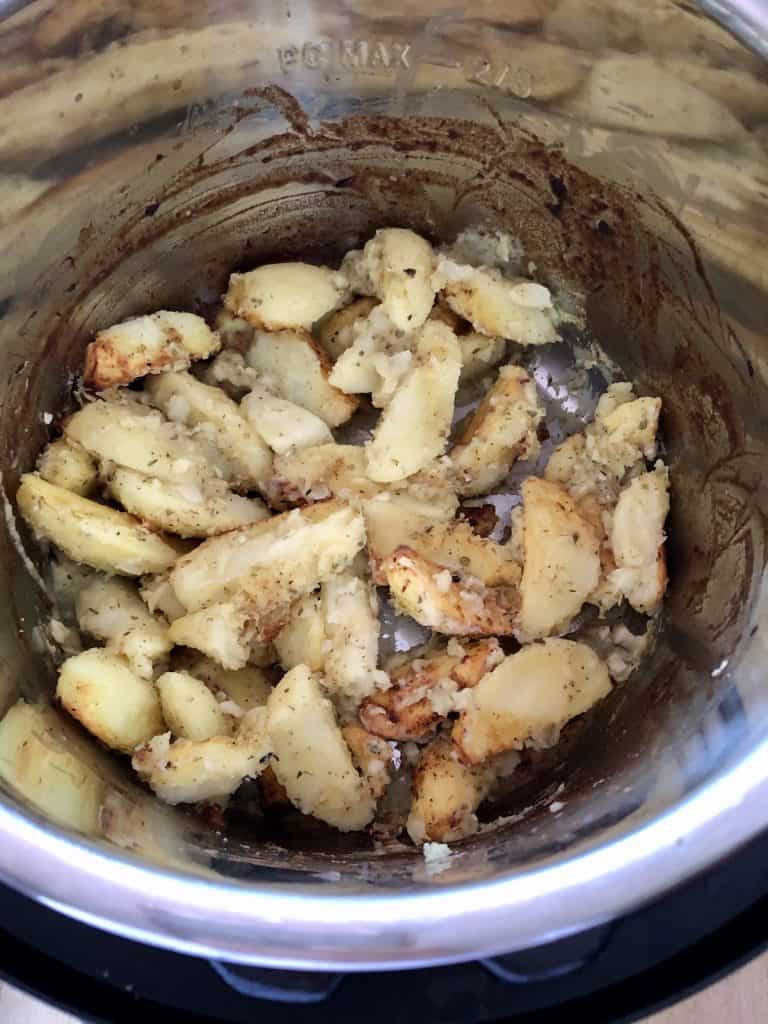 Potato wedges after turning