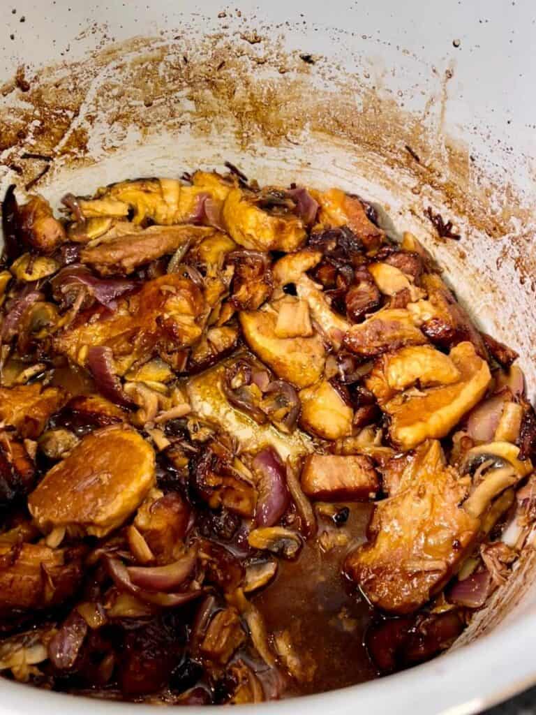 Pressure Cooker Oriental Pork Belly after reducing on Sauté and then with the air fryer lid